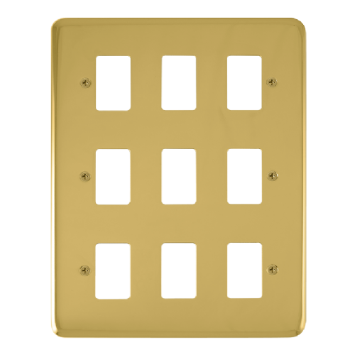 Scolmore DPBR20509 - 9 Gang GridPro® Frontplate - Polished Brass GridPro Scolmore - Sparks Warehouse
