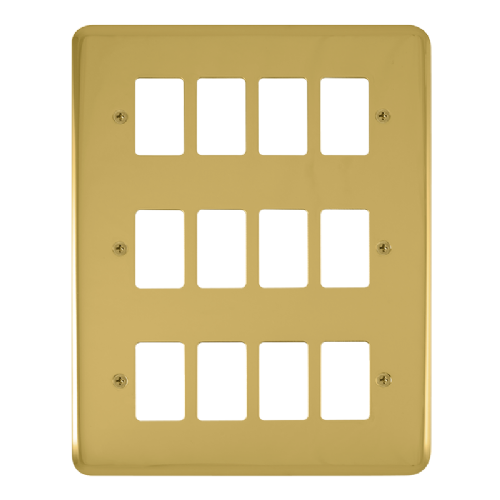 Scolmore DPBR20512 - 12 Gang GridPro® Frontplate - Polished Brass GridPro Scolmore - Sparks Warehouse