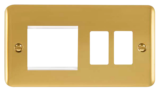 Scolmore DPBR31102 Gridpro Deco Plus - Frontplates - Polished Brass Dpbr 2+2 Combi Plate  Scolmore - Sparks Warehouse