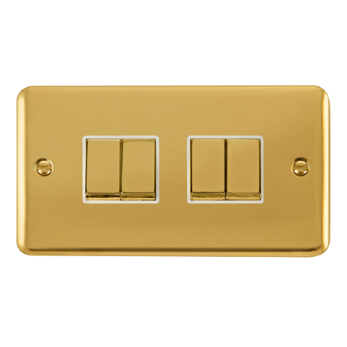 Scolmore DPBR414WH - 10AX Ingot 4 Gang 2 Way Plate Switch - White Deco Plus Scolmore - Sparks Warehouse
