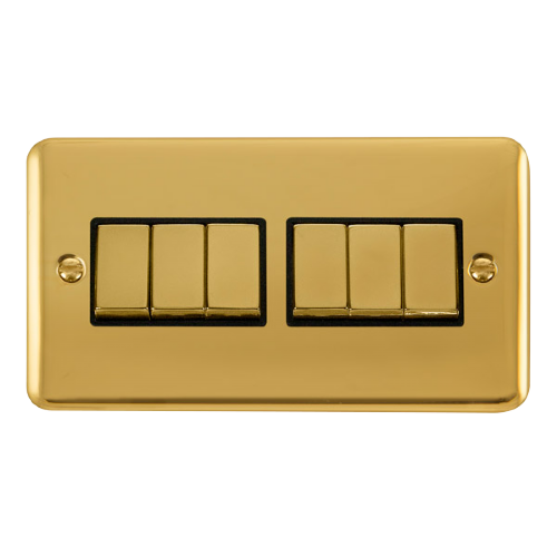 Scolmore DPBR416BK - 10AX Ingot 6 Gang 2 Way Plate Switch - Black Deco Plus Scolmore - Sparks Warehouse