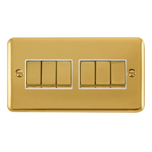 Scolmore DPBR416WH - 10AX Ingot 6 Gang 2 Way Plate Switch - White Deco Plus Scolmore - Sparks Warehouse