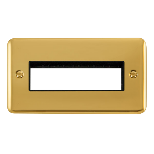 Scolmore DPBR426BK - 2 Gang Plate - 6 In-Line Apertures - Black Deco Plus Scolmore - Sparks Warehouse