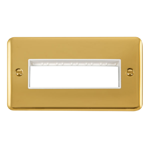 Scolmore DPBR426WH - 2 Gang Plate - 6 In-Line Apertures - White Deco Plus Scolmore - Sparks Warehouse