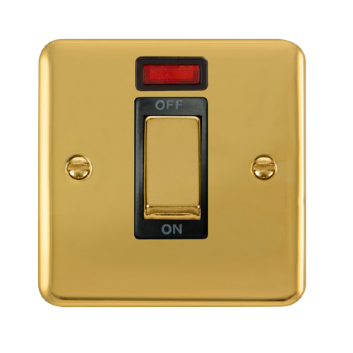 Scolmore DPBR501BK - 45A Ingot 1 Gang DP Switch With Neon - Black Deco Plus Scolmore - Sparks Warehouse
