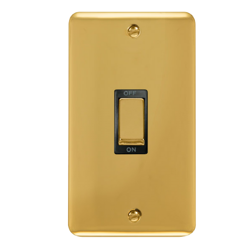 Scolmore DPBR502BK - 45A Ingot 2 Gang DP Switch - Black Deco Plus Scolmore - Sparks Warehouse