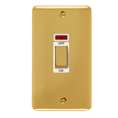 Scolmore DPBR503WH - 45A Ingot 2 Gang DP Switch With Neon - White Deco Plus Scolmore - Sparks Warehouse