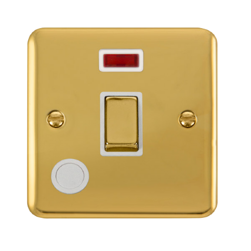 Scolmore DPBR523WH - 20A Ingot 1 Gang DP Switch With Flex Outlet + Neon - White Deco Plus Scolmore - Sparks Warehouse