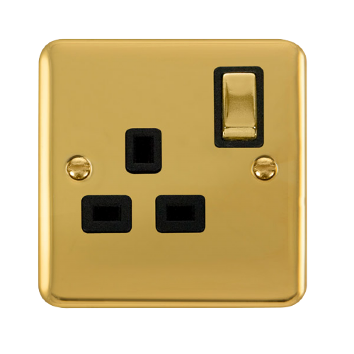 Scolmore DPBR535BK - 13A Ingot 1 Gang DP Switched Socket - Black Deco Plus Scolmore - Sparks Warehouse