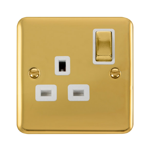 Scolmore DPBR535WH - 13A Ingot 1 Gang DP Switched Socket - White Deco Plus Scolmore - Sparks Warehouse