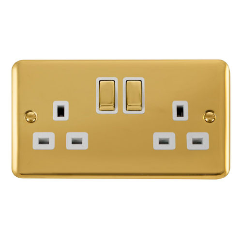 Scolmore DPBR536WH - 13A Ingot 2 Gang DP Switched Socket - White Deco Plus Scolmore - Sparks Warehouse