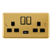 Scolmore DPBR570BK - 13A Ingot 2 Gang Switched Socket With 2.1A USB Outlet (Twin Earth) - Black Deco Plus Scolmore - Sparks Warehouse