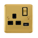 Scolmore DPBR571BK - 13A Ingot 1 Gang Switched Socket With 2.1A USB Outlet - Black Deco Plus Scolmore - Sparks Warehouse