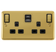 Scolmore DPBR586BK Deco Plus Polished Brass 2g 13a Sw Skt 4.2a A&c Usb Ingot Dpbr Bk  Scolmore - Sparks Warehouse