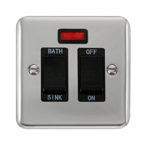 Scolmore DPCH024BK - 20A DP Sink/Bath Switch With Neon - Black Deco Plus Scolmore - Sparks Warehouse