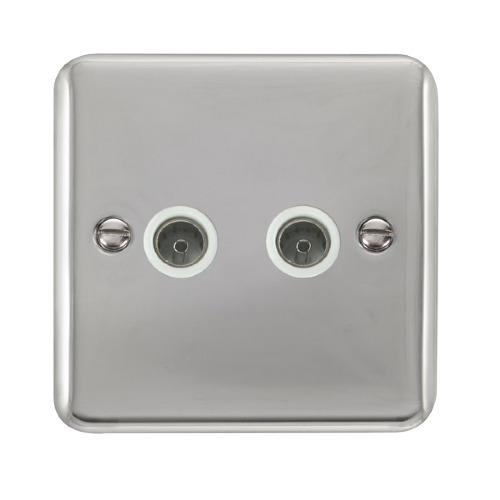 Scolmore DPCH066WH - Twin Coaxial Outlet - White Deco Plus Scolmore - Sparks Warehouse
