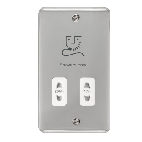 Scolmore DPCH100WH - Dual Voltage Shaver Socket Outlet - 115/230V - White Deco Plus Scolmore - Sparks Warehouse