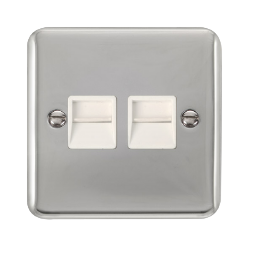 Scolmore DPCH121WH - Twin Telephone Outlet - Master - White Deco Plus Scolmore - Sparks Warehouse