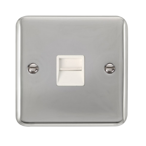 Scolmore DPCH125WH - Single Telephone Outlet - Secondary - White Deco Plus Scolmore - Sparks Warehouse