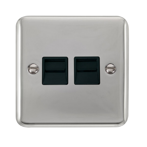Scolmore DPCH126BK - Twin Telephone Outlet - Secondary - Black Deco Plus Scolmore - Sparks Warehouse