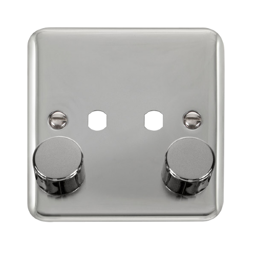 Scolmore DPCH152PL - 1 Gang Dimmer Plate + Knobs - 2 Apertures Deco Plus Scolmore - Sparks Warehouse
