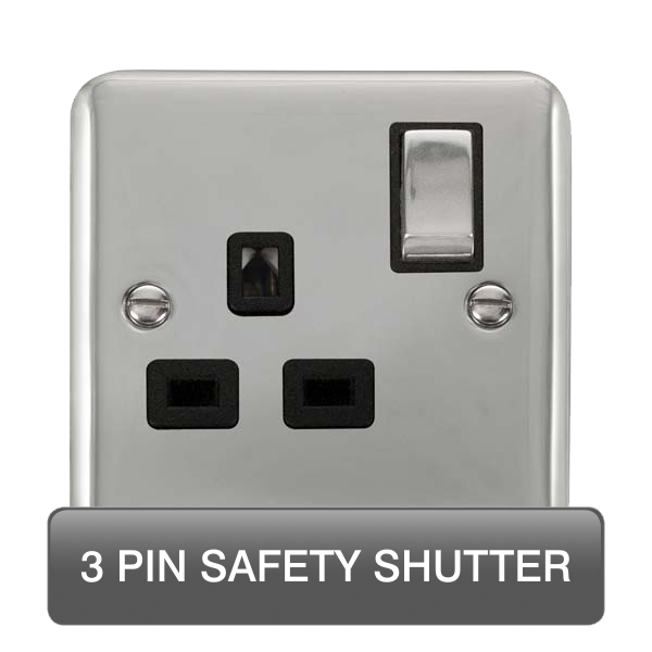 Scolmore DPCH1535BK Deco Plus Polished Chrome Dp 1g Sw Skt Chbk  Scolmore - Sparks Warehouse