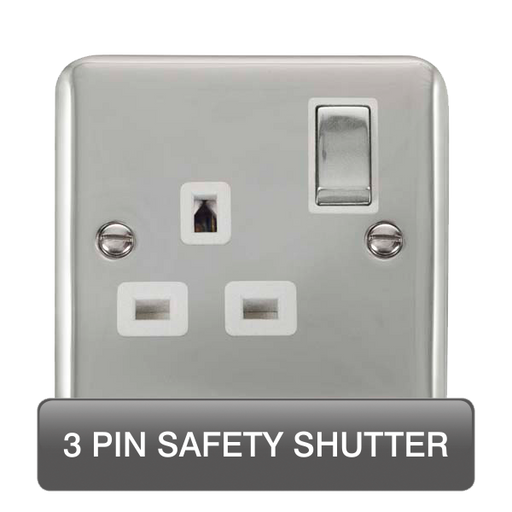 Scolmore DPCH1535WH Deco Plus Polished Chrome Dp 1g Sw Skt Chwh  Scolmore - Sparks Warehouse