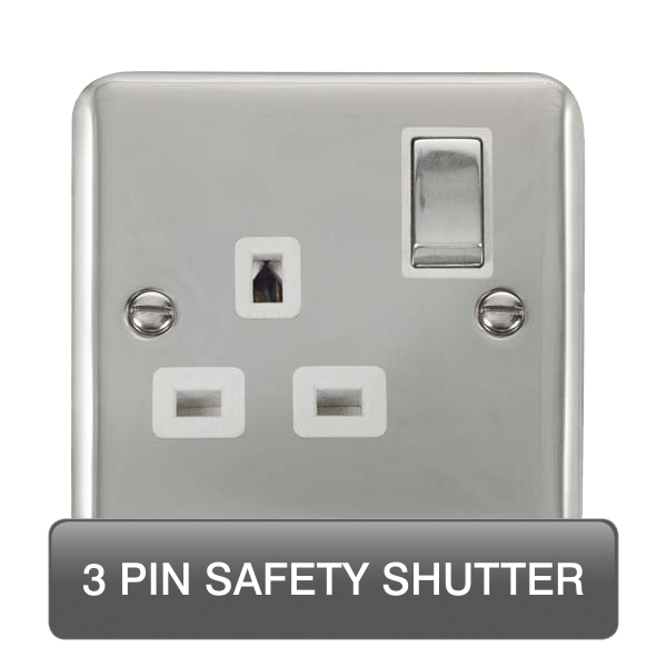 Scolmore DPCH1535WH Deco Plus Polished Chrome Dp 1g Sw Skt Chwh  Scolmore - Sparks Warehouse