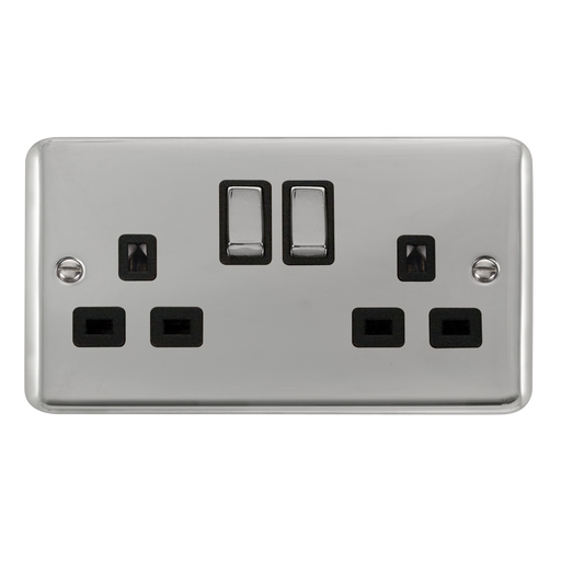 Scolmore DPCH1536BK Deco Plus Polished Chrome Dp 2g Sw Skt Chbk  Scolmore - Sparks Warehouse