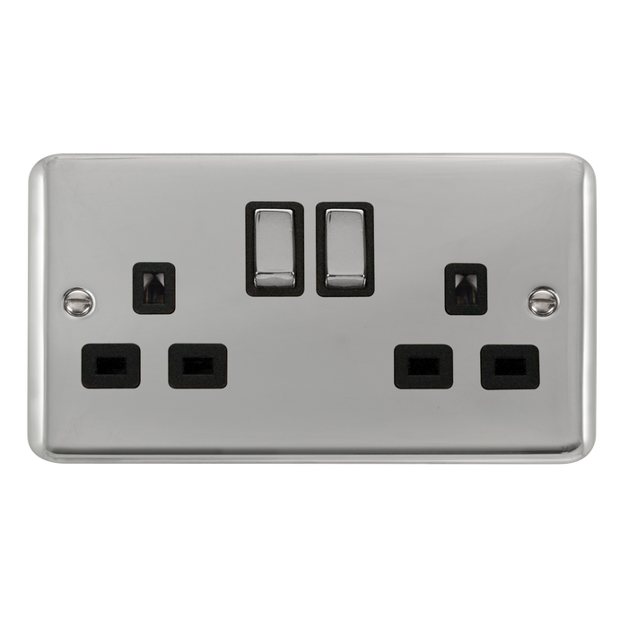 Scolmore DPCH1536BK Deco Plus Polished Chrome Dp 2g Sw Skt Chbk  Scolmore - Sparks Warehouse