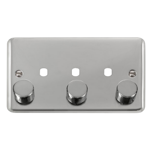Scolmore DPCH153PL - 2 Gang Dimmer Plate + Knobs - 3 Apertures Deco Plus Scolmore - Sparks Warehouse