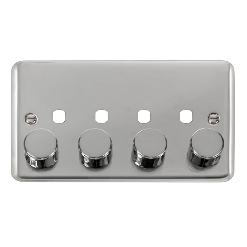 Scolmore DPCH154PL - 2 Gang Dimmer Plate + Knobs - 4 Apertures Deco Plus Scolmore - Sparks Warehouse