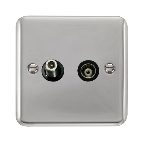 Scolmore DPCH157BK - Isolated Satellite + Coaxial Outlet - Black Deco Plus Scolmore - Sparks Warehouse