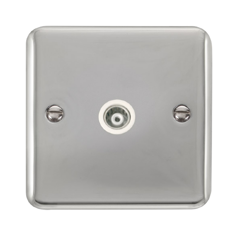 Scolmore DPCH158WH - Single Isolated Coaxial Outlet - White Deco Plus Scolmore - Sparks Warehouse