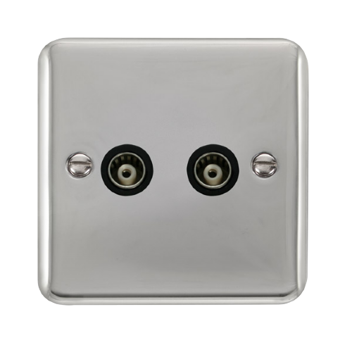 Scolmore DPCH159BK - Twin Isolated Coaxial Outlet - Black Deco Plus Scolmore - Sparks Warehouse
