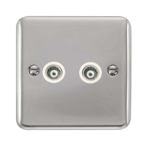 Scolmore DPCH159WH - Twin Isolated Coaxial Outlet - White Deco Plus Scolmore - Sparks Warehouse