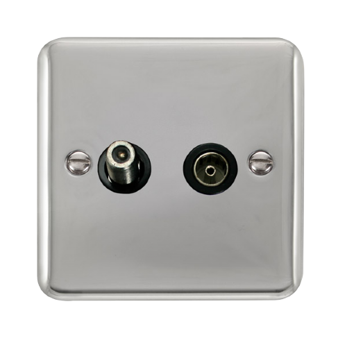 Scolmore DPCH170BK - Non-Isolated Satellite + Coaxial Outlet - Black Deco Plus Scolmore - Sparks Warehouse
