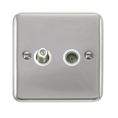Scolmore DPCH170WH - Non-Isolated Satellite + Coaxial Outlet - White Deco Plus Scolmore - Sparks Warehouse