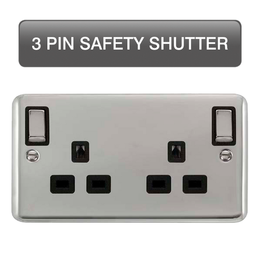 Scolmore DPCH1836BK Deco Plus Polished Chrome Dp 2g Ob Sw Skt Chbk  Scolmore - Sparks Warehouse