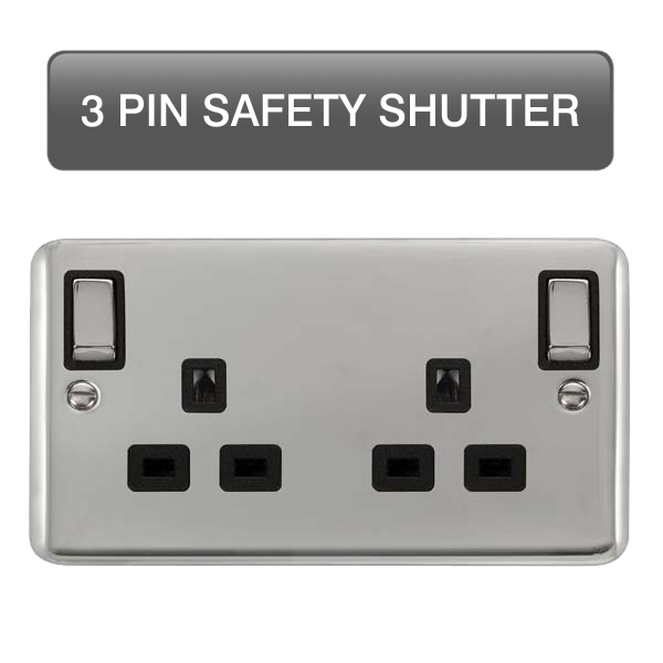 Scolmore DPCH1836BK Deco Plus Polished Chrome Dp 2g Ob Sw Skt Chbk  Scolmore - Sparks Warehouse