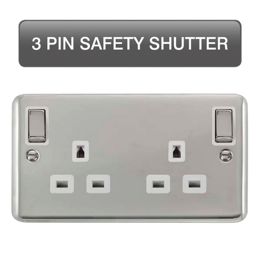 Scolmore DPCH1836WH Deco Plus Polished Chrome Dp 2g Ob Sw Skt Chwh  Scolmore - Sparks Warehouse