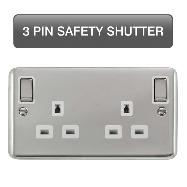 Scolmore DPCH1836WH Deco Plus Polished Chrome Dp 2g Ob Sw Skt Chwh  Scolmore - Sparks Warehouse