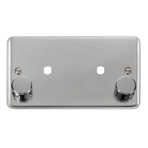 Scolmore DPCH186 - 2 Gang Dimmer Plate + Knobs (1630W Max) - 2 Apertures Deco Plus Scolmore - Sparks Warehouse