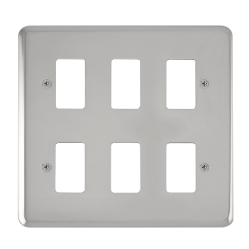 Scolmore DPCH20506 - 6 Gang GridPro® Frontplate - Polished Chrome GridPro Scolmore - Sparks Warehouse