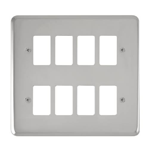 Scolmore DPCH20508 - 8 Gang GridPro® Frontplate - Polished Chrome GridPro Scolmore - Sparks Warehouse