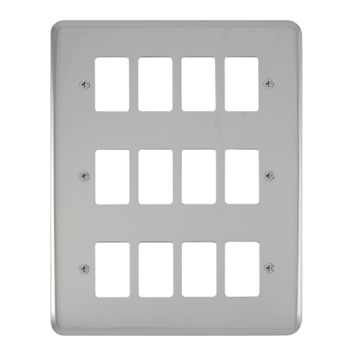 Scolmore DPCH20512 - 12 Gang GridPro® Frontplate - Polished Chrome GridPro Scolmore - Sparks Warehouse