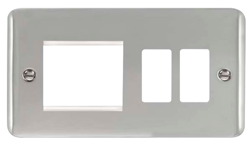 Scolmore DPCH31102 Gridpro Deco Plus - Frontplates - Polished Chrome Dpch 2+2 Combi Plate  Scolmore - Sparks Warehouse