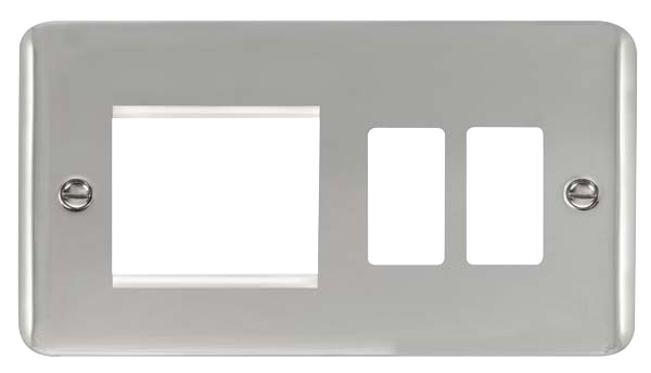 Scolmore DPCH31102 Gridpro Deco Plus - Frontplates - Polished Chrome Dpch 2+2 Combi Plate  Scolmore - Sparks Warehouse