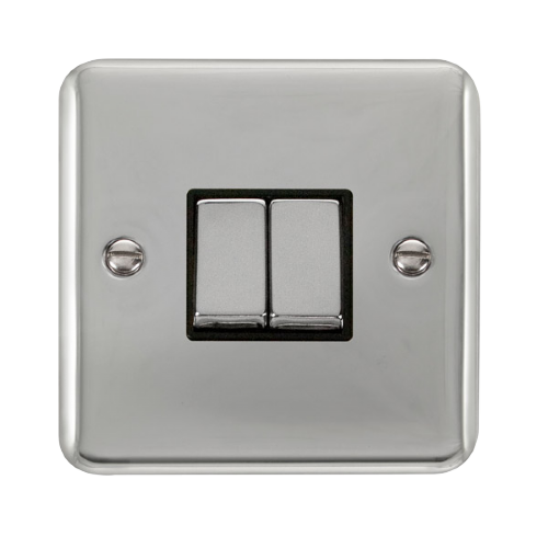 Scolmore DPCH412BK - 10AX Ingot 2 Gang 2 Way Plate Switch - Black Deco Plus Scolmore - Sparks Warehouse