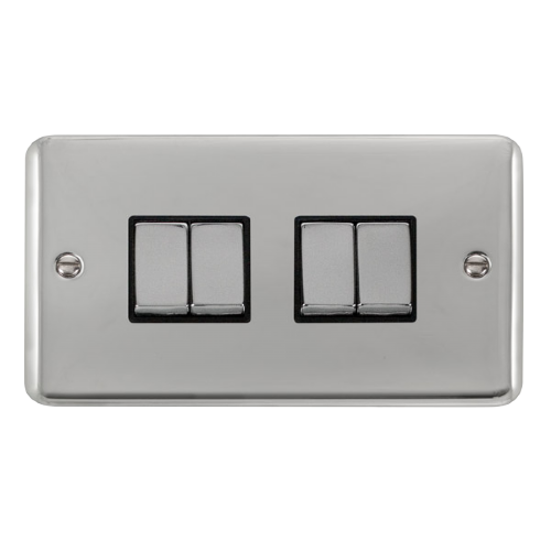 Scolmore DPCH414BK - 10AX Ingot 4 Gang 2 Way Plate Switch - Black Deco Plus Scolmore - Sparks Warehouse